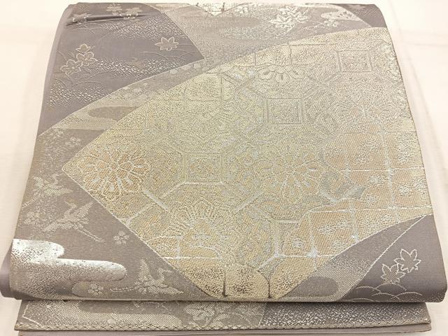 平和屋着物◎六通柄袋帯　地紙重ね蜀江花文　金銀糸　正絹　逸品　BAAW3871mz