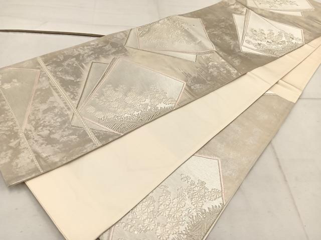 平和屋着物◎六通柄袋帯 色紙重ね花文 正絹 逸品 BAAW3874mz