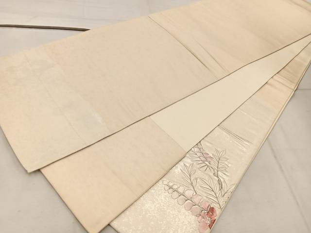 平和屋着物◎西陣　太鼓柄袋帯　刺繍　藤花房　銀彩　引箔　正絹　逸品　BAAW3886mz