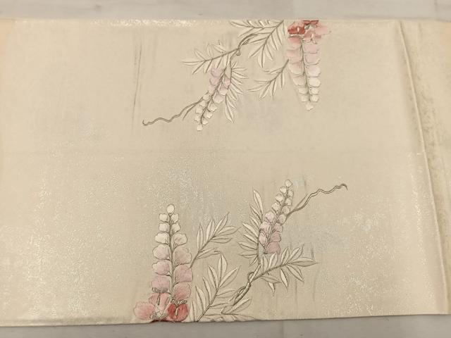 平和屋着物◎西陣　太鼓柄袋帯　刺繍　藤花房　銀彩　引箔　正絹　逸品　BAAW3886mz