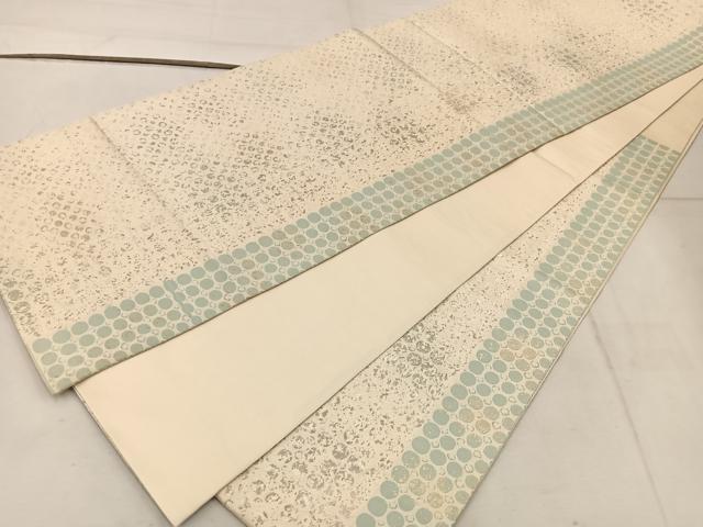 平和屋着物◎六通柄袋帯 丸文 銀糸 正絹 逸品 BAAW3888mz