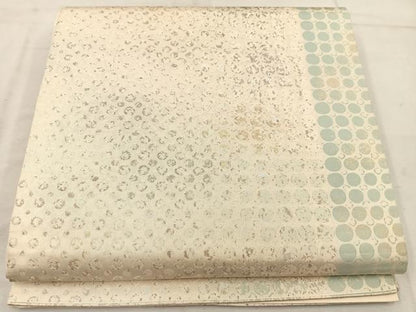 平和屋着物◎六通柄袋帯 丸文 銀糸 正絹 逸品 BAAW3888mz