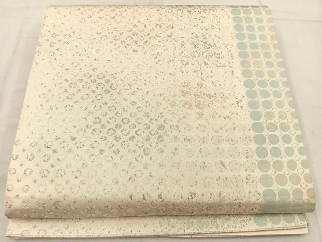 平和屋着物◎六通柄袋帯 丸文 銀糸 正絹 逸品 BAAW3888mz