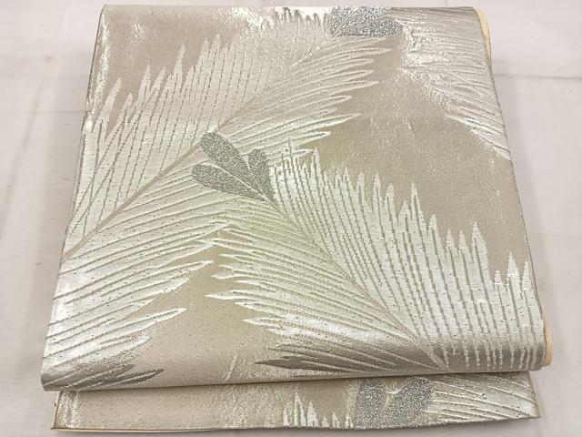 平和屋着物◎六通柄袋帯　若松葉　銀糸　正絹　逸品　BAAW3892mz