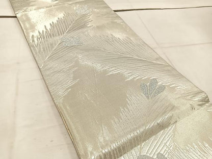 平和屋着物◎六通柄袋帯　若松葉　銀糸　正絹　逸品　BAAW3892mz