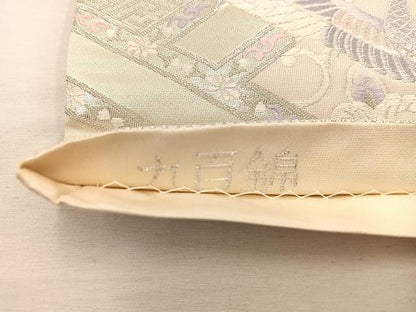 平和屋着物◎六通柄袋帯　唐織　九百錦　孔雀花文　正絹　逸品　BAAW3900mz