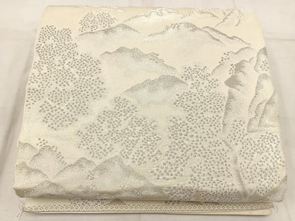 平和屋着物◎六通柄袋帯 樹林文 銀糸 正絹 逸品 BAAW3902mz