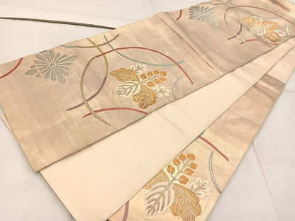 平和屋着物◎六通柄袋帯　桐　金銀糸　引箔　正絹　逸品　BAAW3907mz