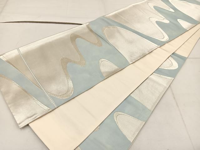 平和屋着物◎六通柄袋帯　流水文　銀糸　正絹　逸品　BAAW3912mz
