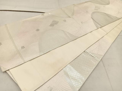 平和屋着物◎六通柄袋帯 唐織 若松葉 銀糸 正絹 逸品 BAAW3913mz