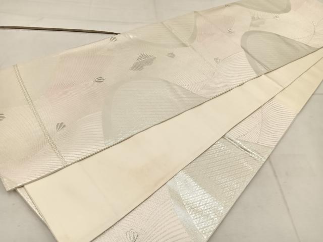 平和屋着物◎六通柄袋帯 唐織 若松葉 銀糸 正絹 逸品 BAAW3913mz