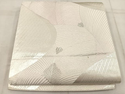 平和屋着物◎六通柄袋帯 唐織 若松葉 銀糸 正絹 逸品 BAAW3913mz