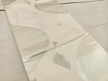 平和屋着物◎六通柄袋帯 唐織 若松葉 銀糸 正絹 逸品 BAAW3913mz