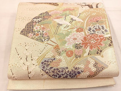平和屋着物◎六通柄袋帯　九百錦　吉祥絵図　金糸　正絹　逸品　BAAW3917mz