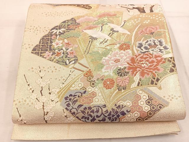 平和屋着物◎六通柄袋帯　九百錦　吉祥絵図　金糸　正絹　逸品　BAAW3917mz