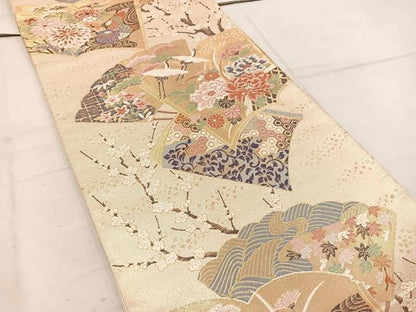 平和屋着物◎六通柄袋帯　九百錦　吉祥絵図　金糸　正絹　逸品　BAAW3917mz