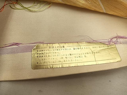 平和屋着物◎六通柄袋帯　唐織　扇面菊花文　金銀糸　正絹　逸品　BAAW3934mz
