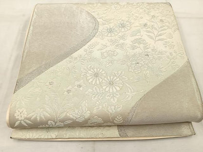 平和屋着物◎西陣織 天保初年創始の京の老舗 洛陽織物 六通柄袋帯 菊花文 銀糸 証紙付き 正絹 逸品 BAAW3935mz