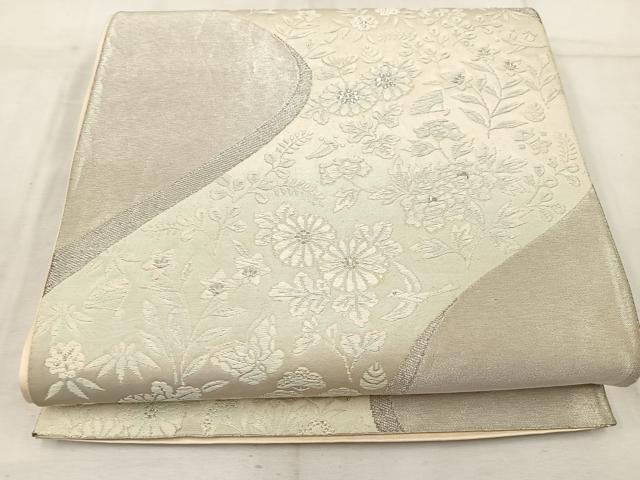 平和屋着物◎西陣織 天保初年創始の京の老舗 洛陽織物 六通柄袋帯 菊花文 銀糸 証紙付き 正絹 逸品 BAAW3935mz