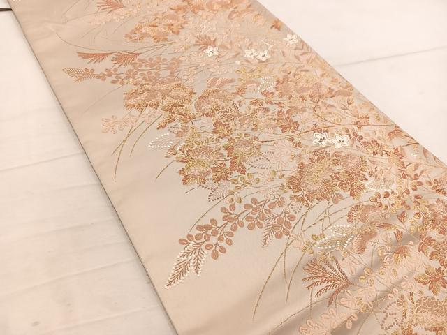 平和屋着物◎六通柄袋帯 唐織 菊花文 金糸 正絹 逸品 BAAW3967mz