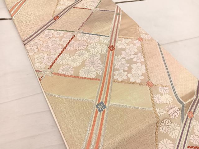 平和屋着物◎六通柄袋帯 菊花文 金銀糸 正絹 逸品 BAAW3978mz