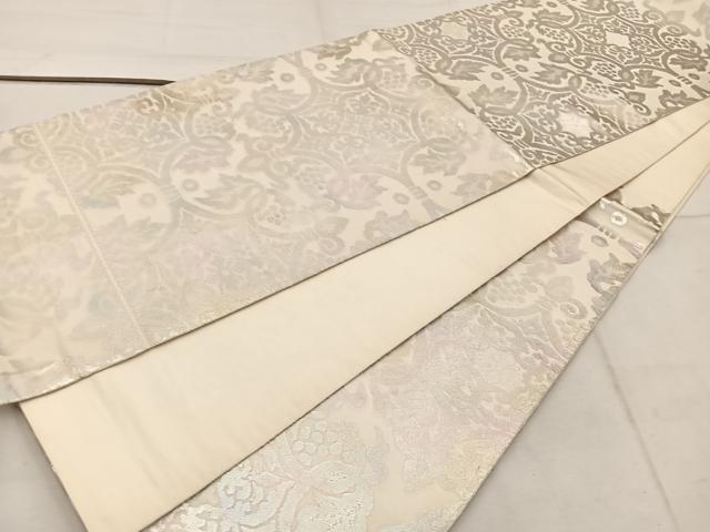 平和屋着物◎西陣　服部織物謹製　六通柄袋帯　こはく錦　花唐草文　正絹　逸品　BAAW3991mz
