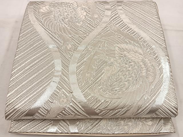 平和屋着物◎六通柄袋帯　源氏物語　銀糸　正絹　逸品　BAAW3997mz