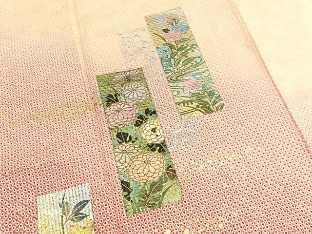 平和屋着物■訪問着　総絞り　短冊花文　金銀彩　正絹　逸品　BAAW4109hv