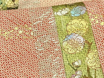 平和屋着物■訪問着　総絞り　短冊花文　金銀彩　正絹　逸品　BAAW4109hv