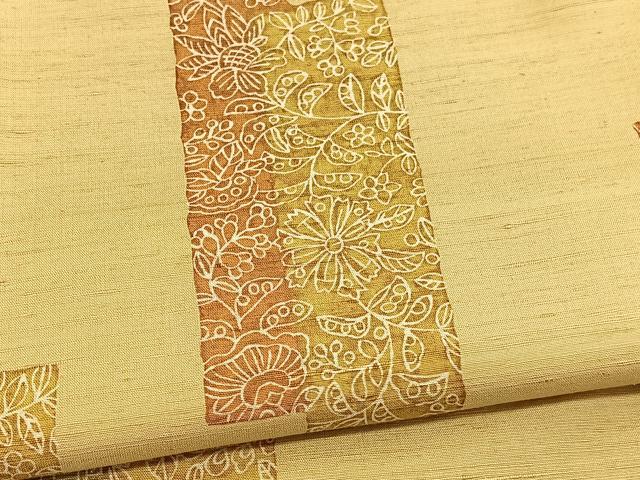 平和屋着物■上質な小紋 紬地 型染め 短冊花文 正絹 逸品 BAAW4122hv