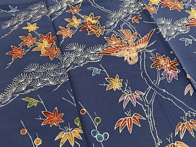 平和屋着物■訪問着　型染め　飛鶴松竹梅　正絹　逸品　BAAW4127hv