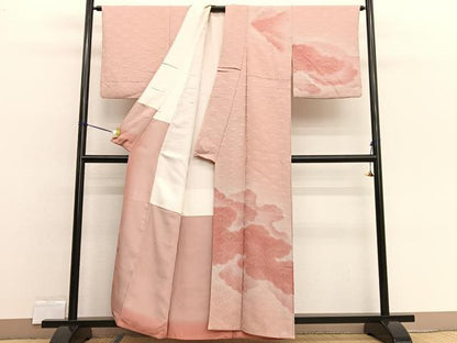 平和屋着物▼訪問着 地紋起こし 裏菊雲取り文 暈し染め 正絹 逸品 BAAW4151hv
