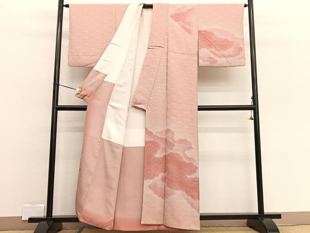 平和屋着物▼訪問着 地紋起こし 裏菊雲取り文 暈し染め 正絹 逸品 BAAW4151hv