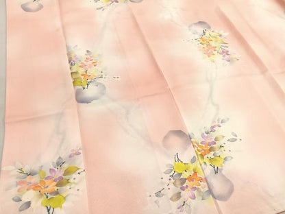 平和屋着物▼上質な小紋 手描き 地紋起こし 花籠文 暈し染め 正絹 逸品 未使用 BAAW4170hv