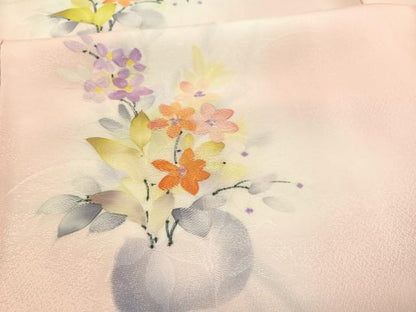 平和屋着物▼上質な小紋 手描き 地紋起こし 花籠文 暈し染め 正絹 逸品 未使用 BAAW4170hv