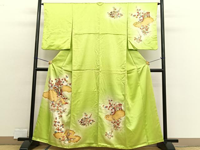 平和屋着物▼訪問着 駒刺繍 御所車枝梅文 暈し染め 金彩 正絹 逸品 BAAW4176hv