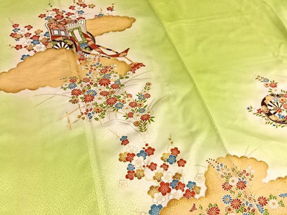 平和屋着物▼訪問着 駒刺繍 御所車枝梅文 暈し染め 金彩 正絹 逸品 BAAW4176hv