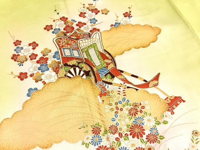 平和屋着物▼訪問着 駒刺繍 御所車枝梅文 暈し染め 金彩 正絹 逸品 BAAW4176hv