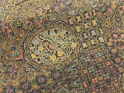 平和屋着物▼上質な小紋 陶器更紗花鳥文 鬼しぼ縮緬 正絹 逸品 BAAW4177hv