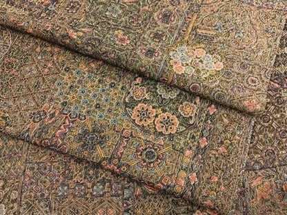 平和屋着物▼上質な小紋 陶器更紗花鳥文 鬼しぼ縮緬 正絹 逸品 BAAW4177hv