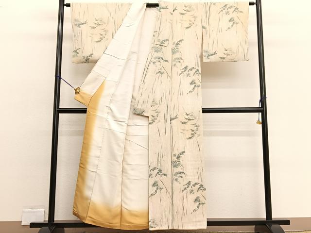 平和屋着物▼上質な小紋 手描き 竹林 正絹 逸品 BAAW4178hv
