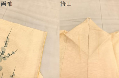 平和屋着物▼訪問着 手描き 枝梅文 金彩 正絹 逸品 BAAW4183hv