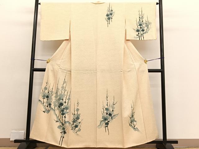 平和屋着物▼訪問着 手描き 枝梅文 金彩 正絹 逸品 BAAW4183hv