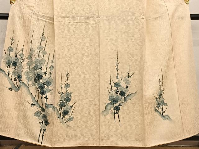 平和屋着物▼訪問着 手描き 枝梅文 金彩 正絹 逸品 BAAW4183hv
