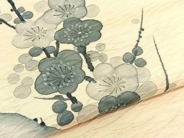 平和屋着物▼訪問着 手描き 枝梅文 金彩 正絹 逸品 BAAW4183hv