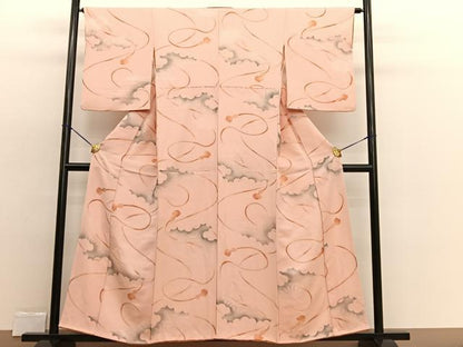 平和屋着物▼上質な小紋 地紋起こし 片輪車 暈し染め 正絹 逸品 BAAW4186hv