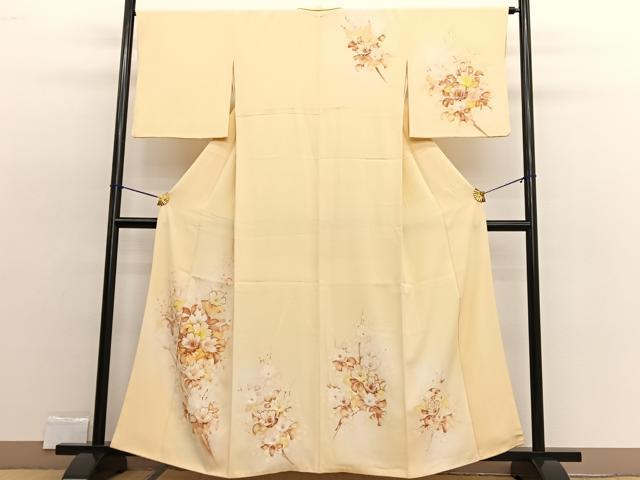平和屋着物▼訪問着 手描き 草花文 ろうけつ染め 金彩 正絹 逸品 BAAW4210hv