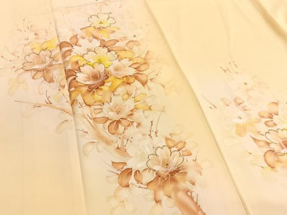 平和屋着物▼訪問着 手描き 草花文 ろうけつ染め 金彩 正絹 逸品 BAAW4210hv