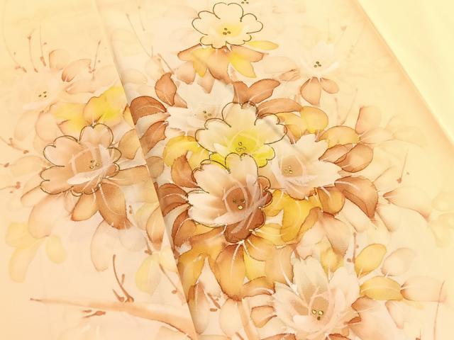 平和屋着物▼訪問着 手描き 草花文 ろうけつ染め 金彩 正絹 逸品 BAAW4210hv