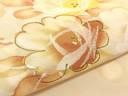 平和屋着物▼訪問着 手描き 草花文 ろうけつ染め 金彩 正絹 逸品 BAAW4210hv